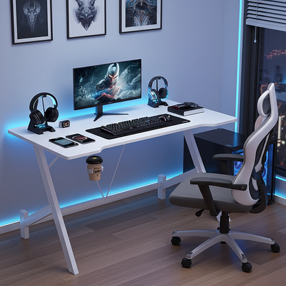 Ergonomic Gaming Desk Computer Table White 110cm