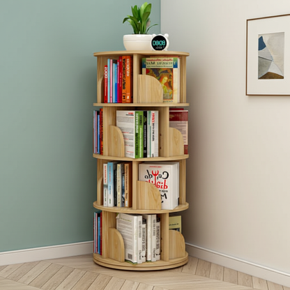 Sanctuary 360-degree Rotating 4 Tier Display Shelf Bookcase Organiser (Oak)