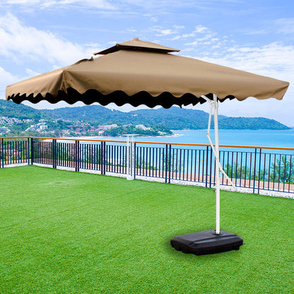 Varossa 3.5m Large Square Cantilever Outdoor Umbrella (Beige/Tan)