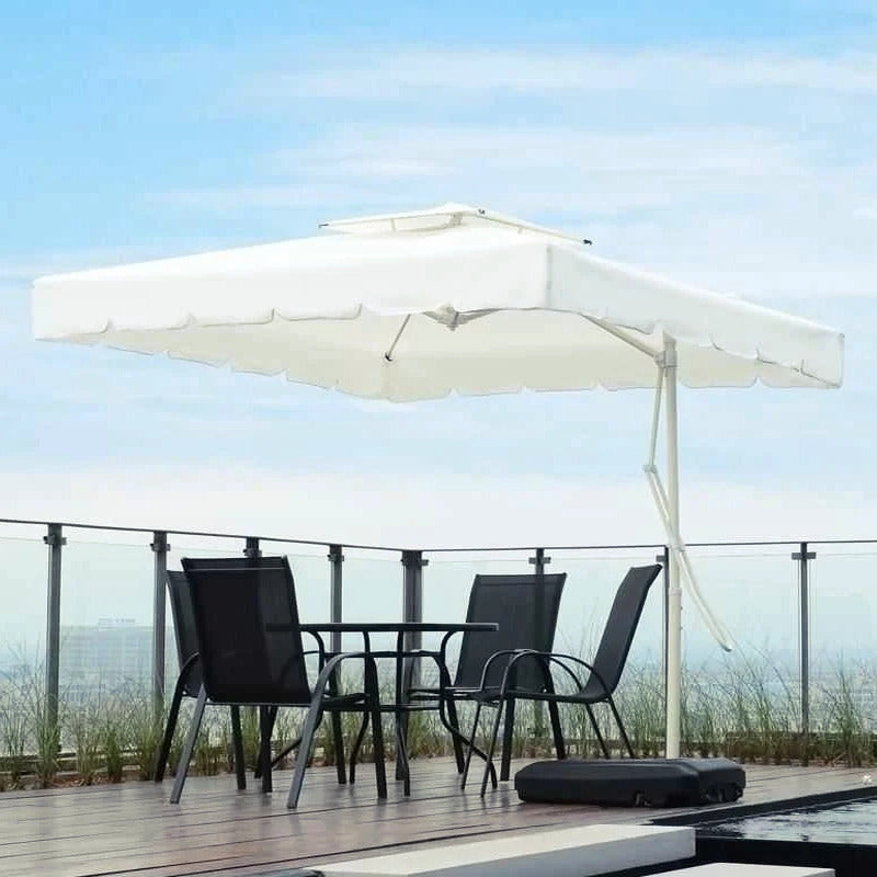 Varossa 3.5m Large Square Cantilever Outdoor Umbrella (Cream White)