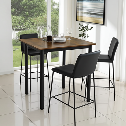 Foundry Industrial Rustic Wood & Metal Square Bar Dining Table