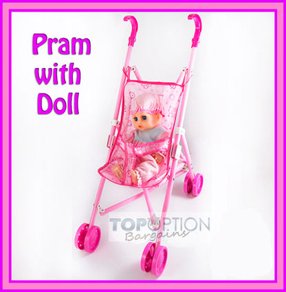 Toy Pram/ Stroller with Baby Doll