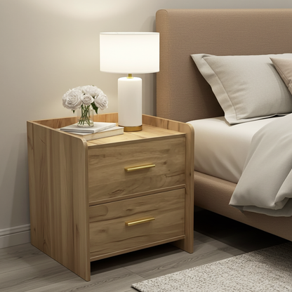 Serene 2-Drawer Bedside Table Nightstand (Rustic Oak)