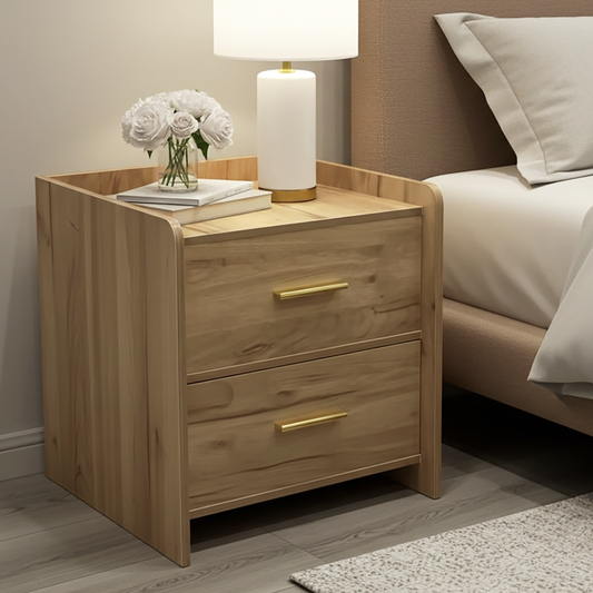Serene 2-Drawer Bedside Table Nightstand (Rustic Oak)