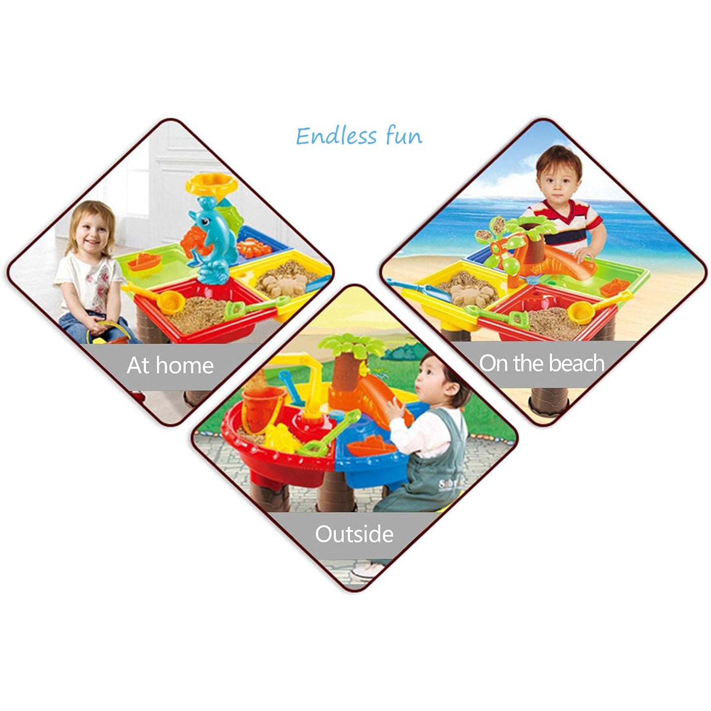 2 In 1 Sand and Water Play Toy Activity Table & Stool Set