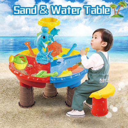 2 In 1 Sand and Water Play Toy Activity Table & Stool Set