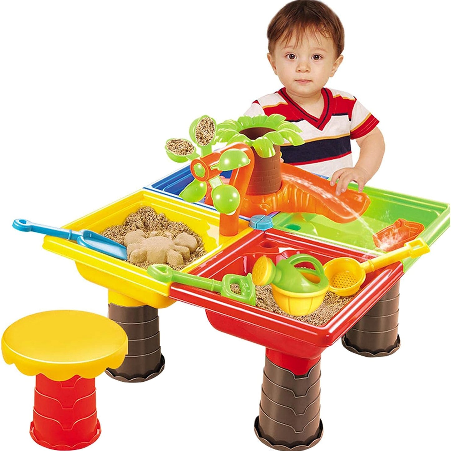 2 In 1 Sand and Water Play Toy Activity Table & Stool Set