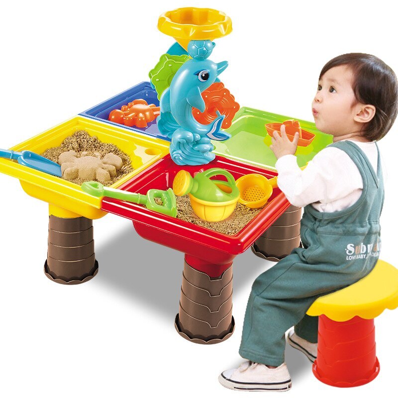 2 In 1 Sand and Water Play Toy Activity Table & Stool Set