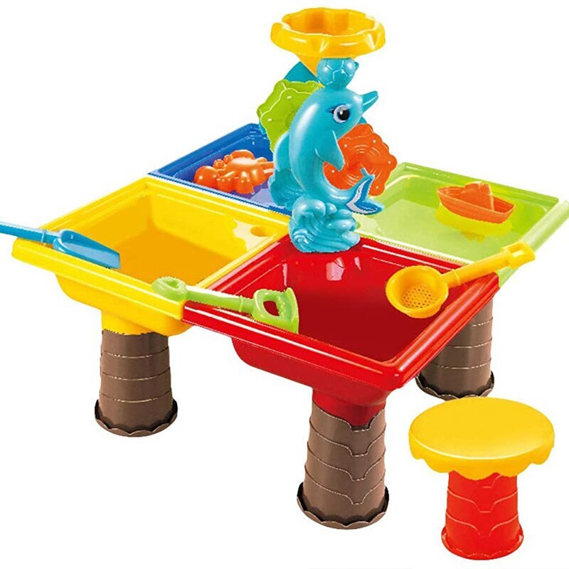 2 In 1 Sand and Water Play Toy Activity Table & Stool Set