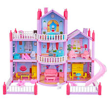 3-level Large Dreamhouse Mansion Doll House Princess Villa Toy Set with Dolls & Furnitur
