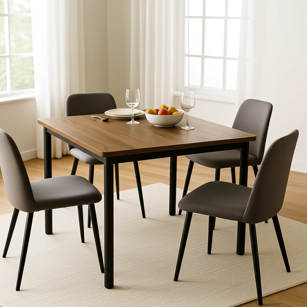 Harbor Industrial Rustic Wood & Steel Dining Table Square 80cm