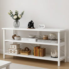 Serenity Industrial Console Table Bookcase TV Stand Storage Shelf Unit (White)