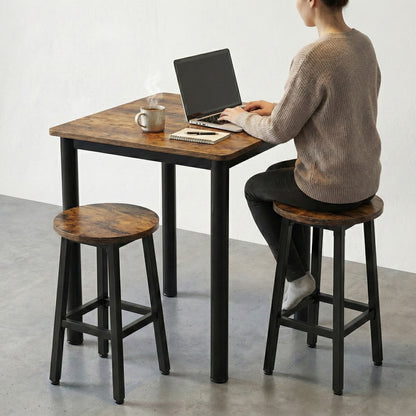 Foundry Industrial Rustic Wood & Metal Square Bar Dining Table