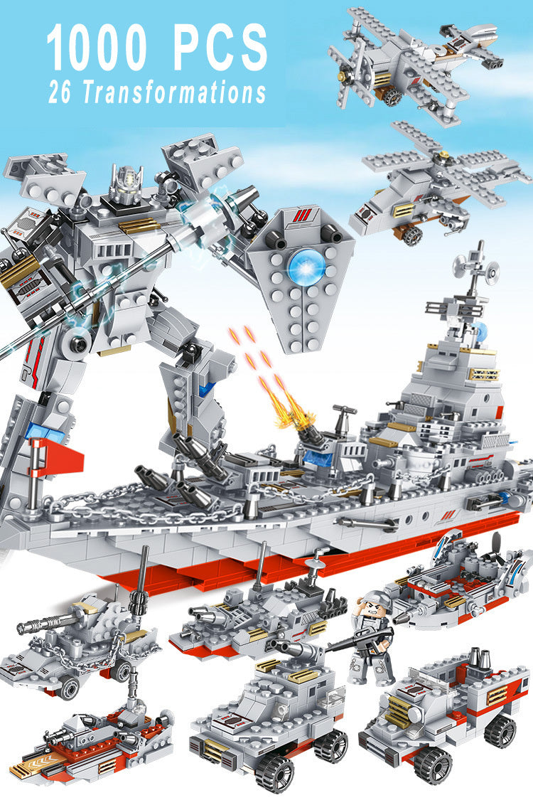 1000 PCS Compatible Building Blocks Battleship 26 Transforming Toy Set