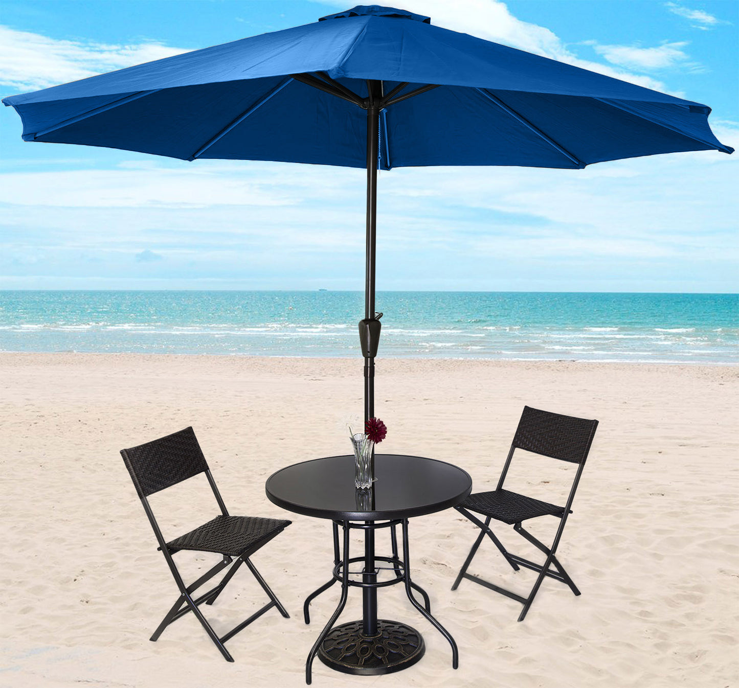 Alfresco 2.7m Steel Outdoor Garden Patio Market Umbrella (Blue)