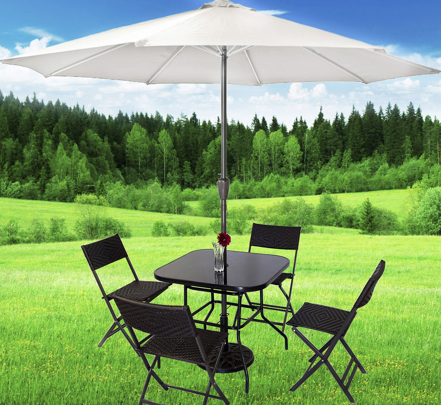 Alfresco 2.7m Steel Outdoor Garden Patio Market Umbrella (White)