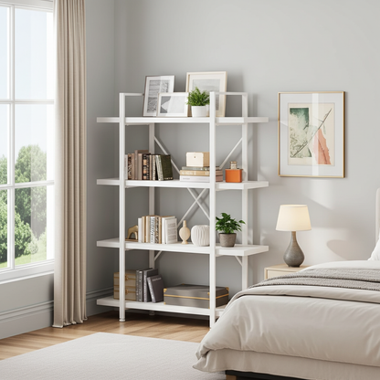 Envision 4-Tier Bookcase Storage Shelf Organizer (White)