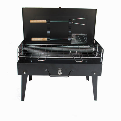 Portable BBQ Charcoal Roaster Barbecue Kit with Utensils and Case