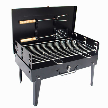 Portable BBQ Charcoal Roaster Barbecue Kit with Utensils and Case