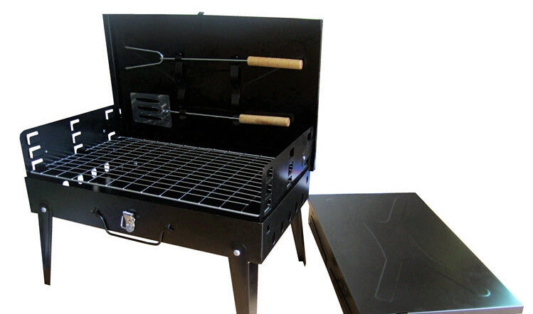 Portable BBQ Charcoal Roaster Barbecue Kit with Utensils and Case