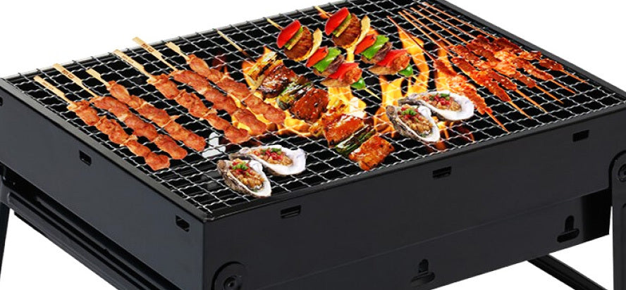 Portable BBQ Charcoal Roaster Barbecue Kit with Utensils and Case