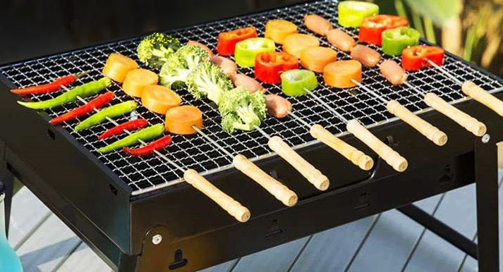 Portable BBQ Charcoal Roaster Barbecue Kit with Utensils and Case