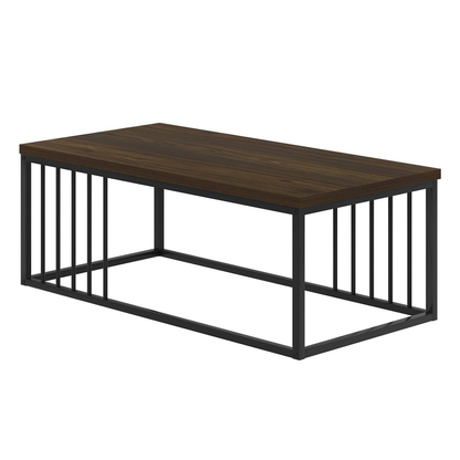 Urban Industrial Modern Wood and Metal Coffee Table Black Walnut