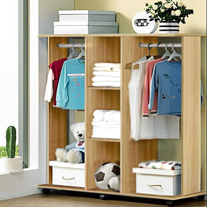 Varossa's Spacesaver Wardrobe Cupboard Shelves & Clothes Hanging Racks Furniture (Oak)