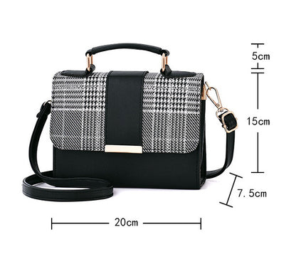 Designer Handbag Gingham Tote Shoulder Bag (Black)