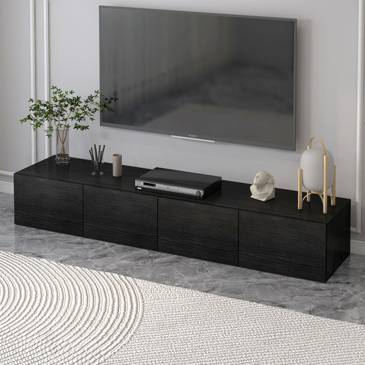 2m Lusso Designer Wooden TV Cabinet Entertainment Unit 200cm (Black)