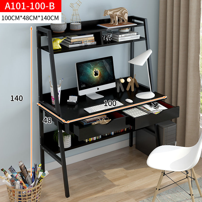 Liberty Computer Desk Workstation with Shelves & Drawers (Black)