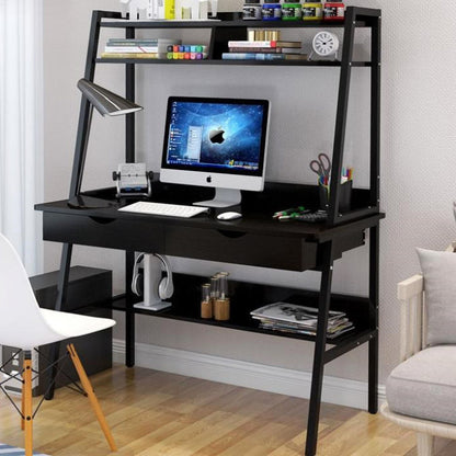 Liberty Computer Desk Workstation with Shelves & Drawers (Black)