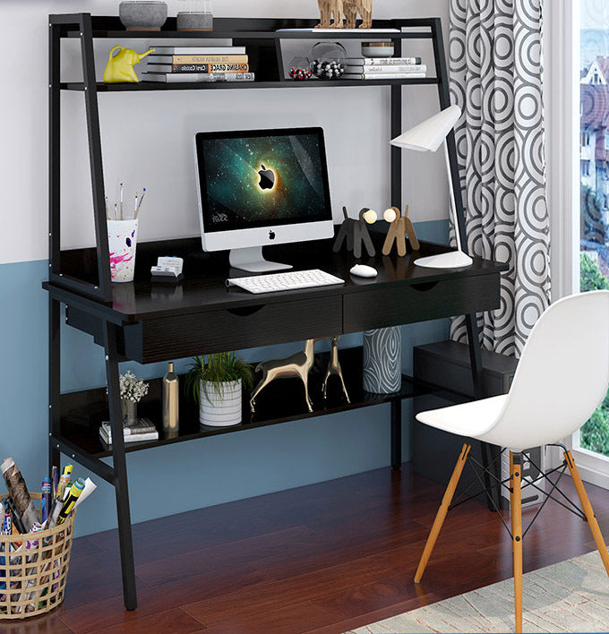 Liberty Computer Desk Workstation with Shelves & Drawers (Black)