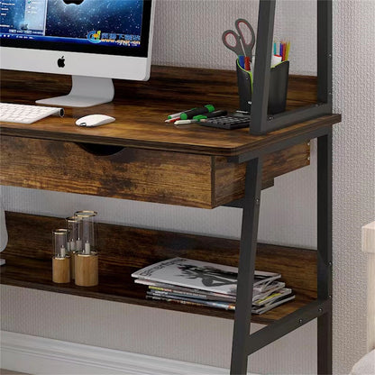 Liberty Computer Desk Workstation with Shelves & Drawers (Rustic Wood)