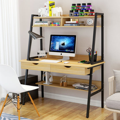 Liberty Computer Desk Workstation with Shelves & Drawers (Oak)