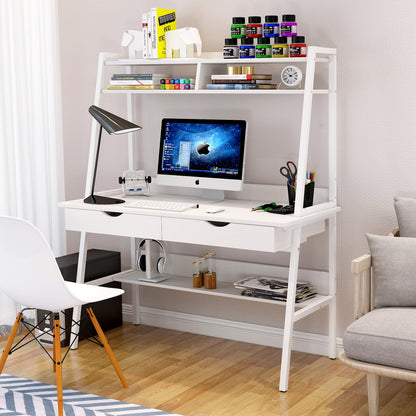 Liberty Computer Desk Workstation with Shelves & Drawers (White)