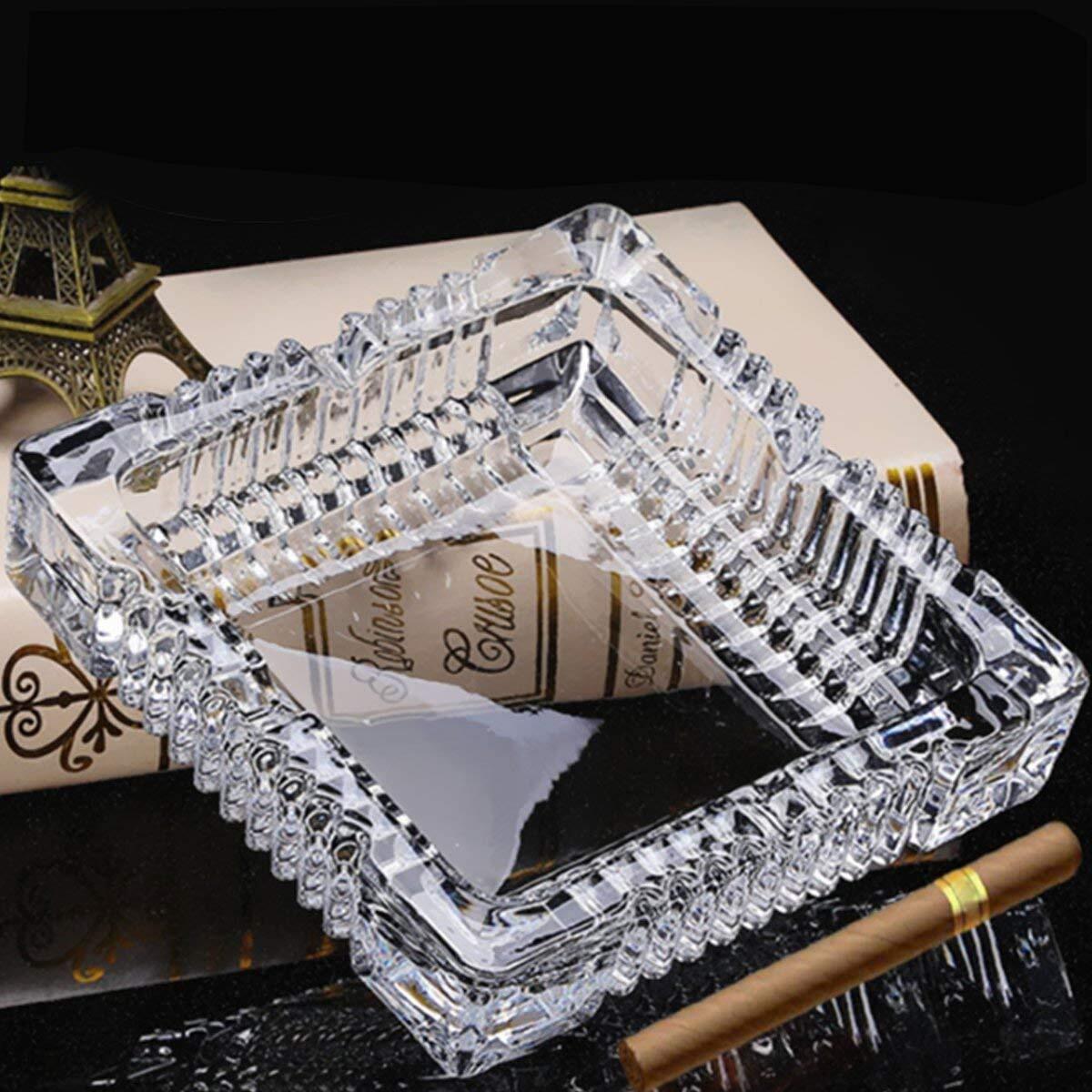 Crystal Glass Ashtray Square Shaped Tabletop Decoration