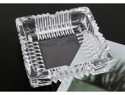 Crystal Glass Ashtray Square Shaped Tabletop Decoration