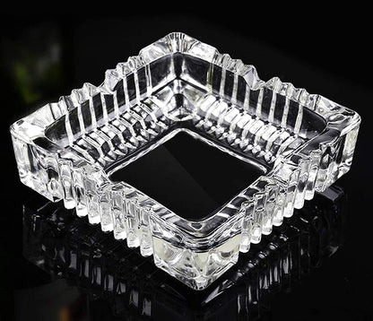 Crystal Glass Ashtray Square Shaped Tabletop Decoration