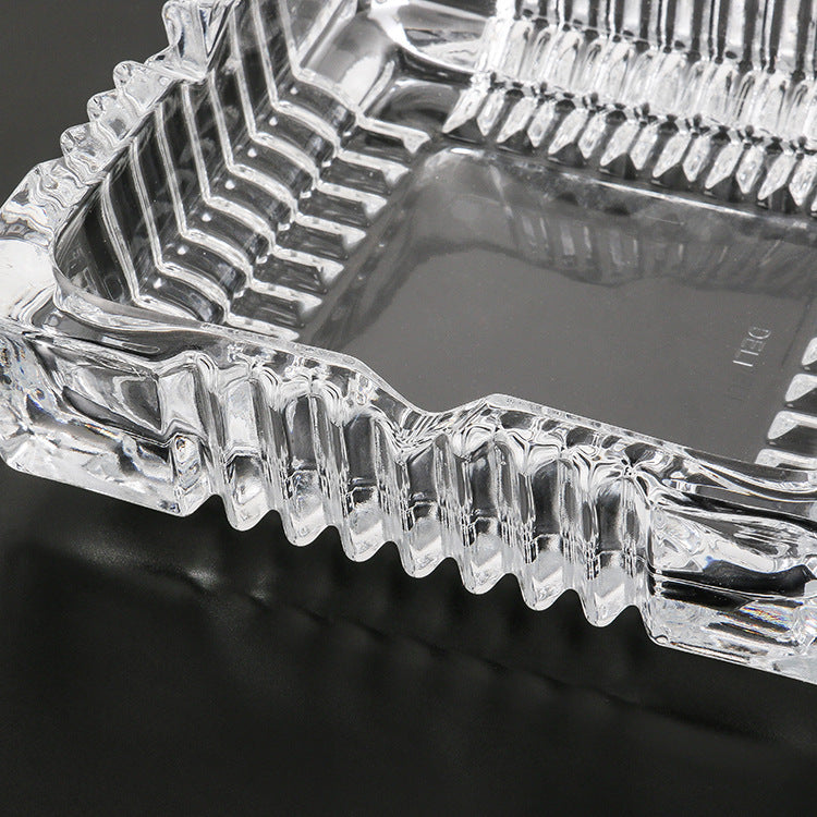 Crystal Glass Ashtray Square Shaped Tabletop Decoration