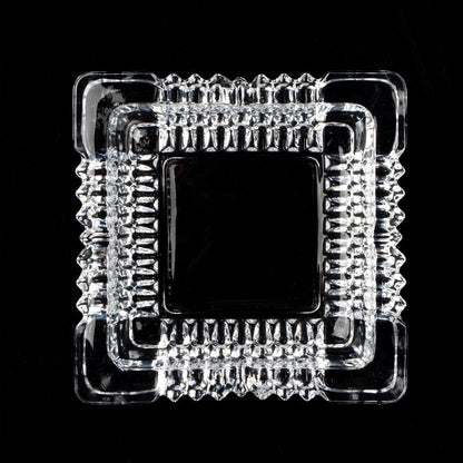 Crystal Glass Ashtray Square Shaped Tabletop Decoration