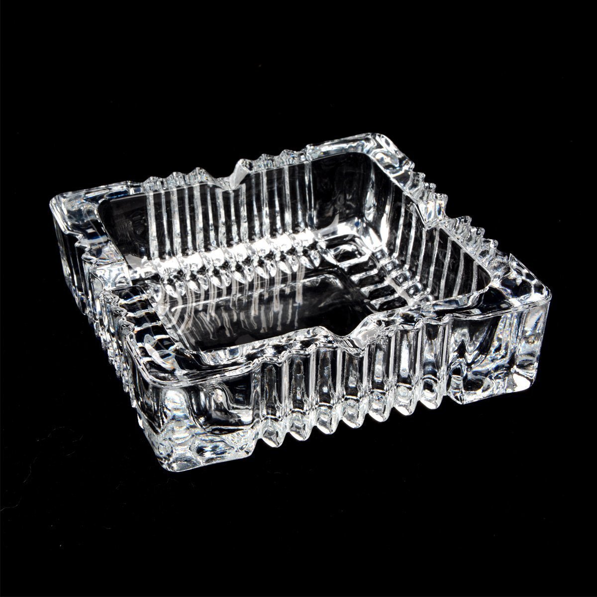 Crystal Glass Ashtray Square Shaped Tabletop Decoration