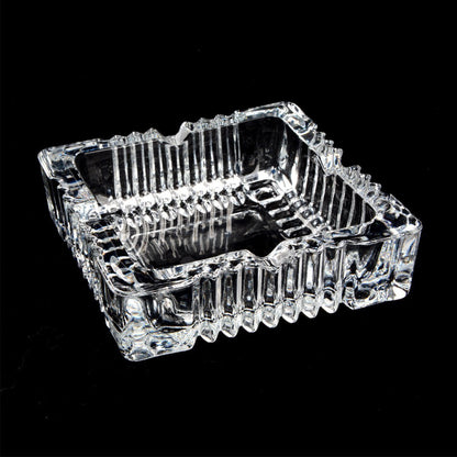 Crystal Glass Ashtray Square Shaped Tabletop Decoration