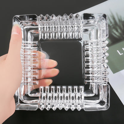 Crystal Glass Ashtray Square Shaped Tabletop Decoration