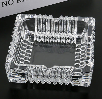 Crystal Glass Ashtray Square Shaped Tabletop Decoration