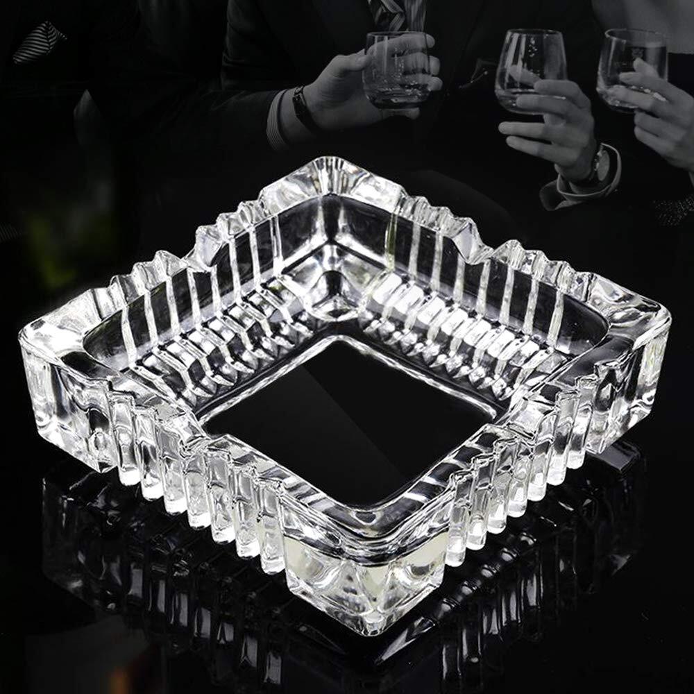 Crystal Glass Ashtray Square Shaped Tabletop Decoration