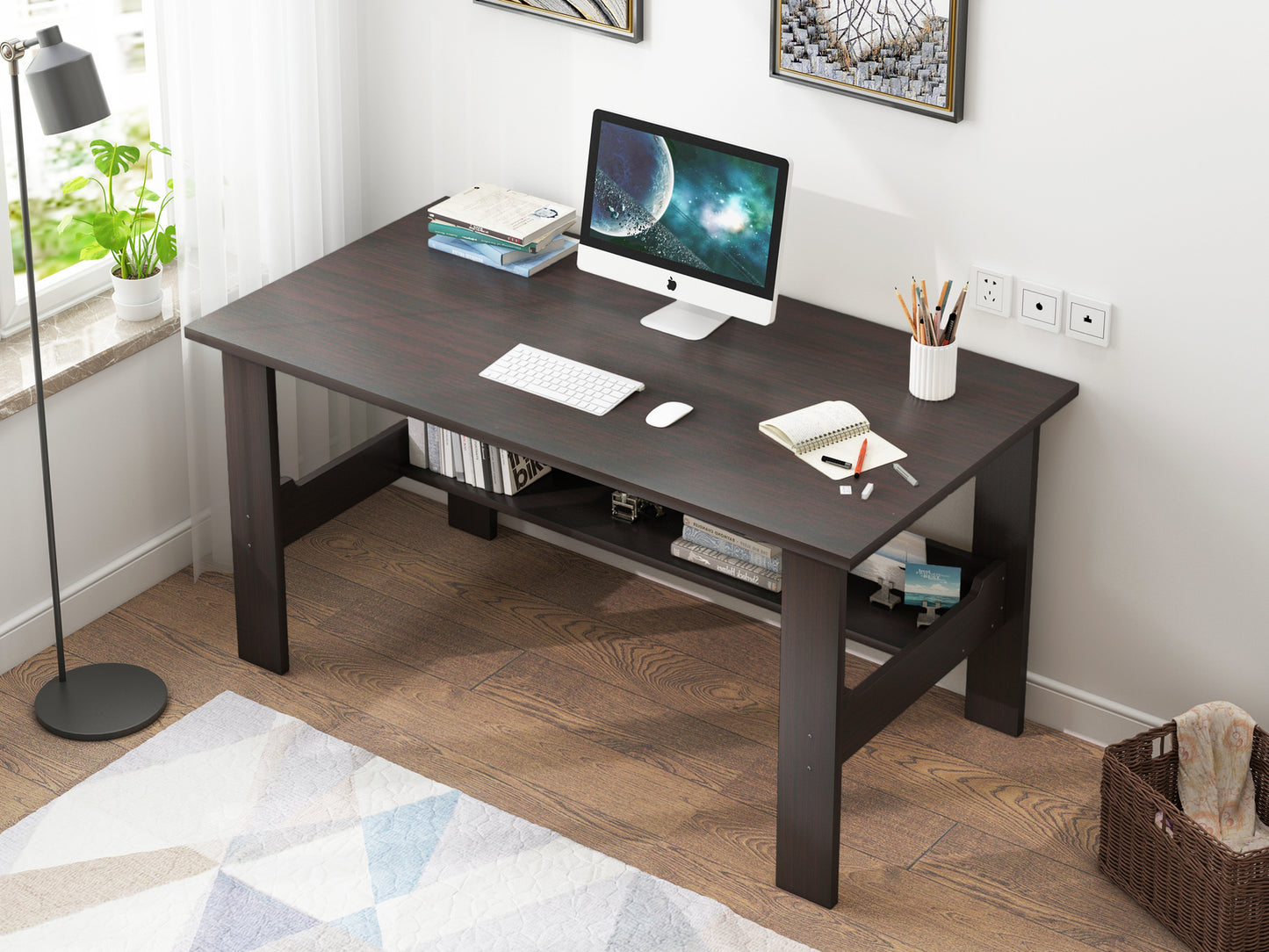 Stardom Computer Desk with Shelf (Black Walnut)