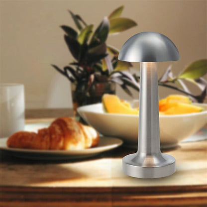 Luxe Designer LED Table Lamp Cordless Touch Sensor Night Light (Silver, Dome)