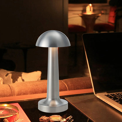 Luxe Designer LED Table Lamp Cordless Touch Sensor Night Light (Silver, Dome)