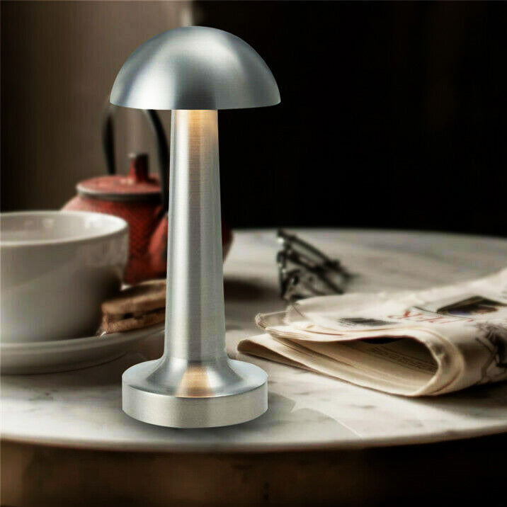 Luxe Designer LED Table Lamp Cordless Touch Sensor Night Light (Silver, Dome)